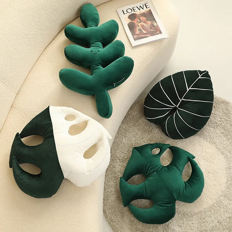 Monstera Shaped Pillow