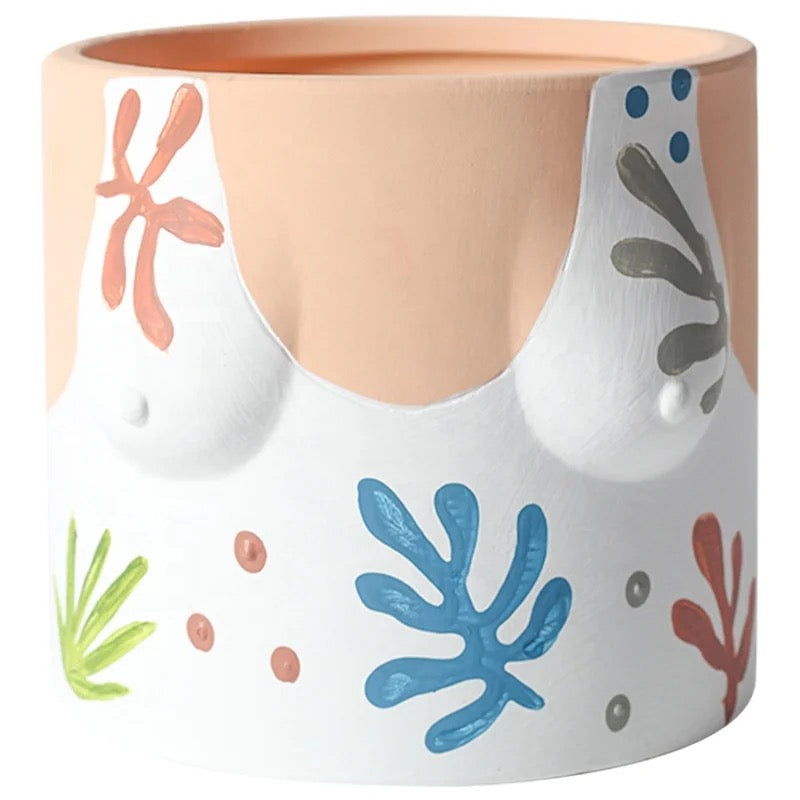 Hand Painted Boob Pots with Drainage Hole
