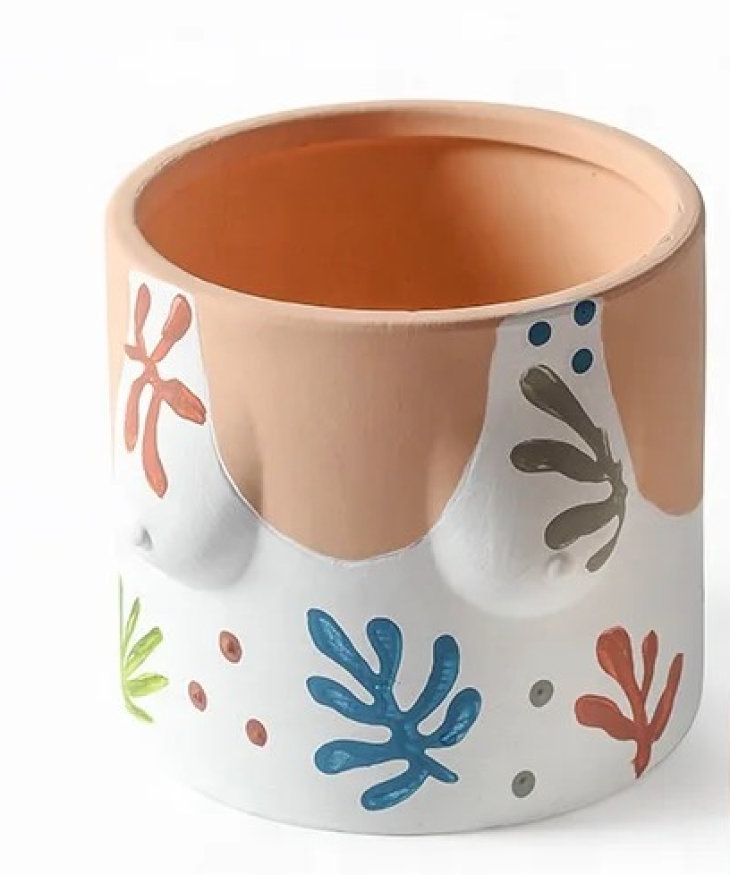 Hand Painted Boob Pots with Drainage Hole