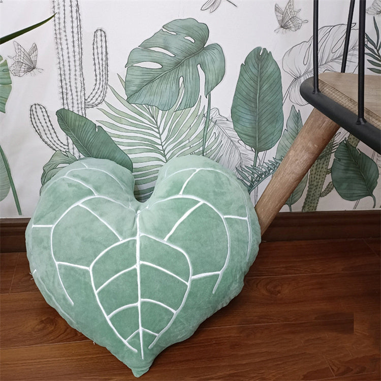 Philodendron Anthuriums Plant Shaped Pillow