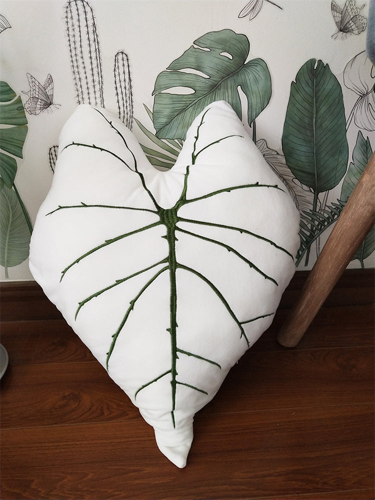 White Colocasia Plant Shaped Pillow